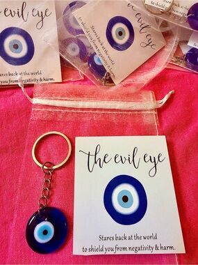 Evil Eye Keychain 🧿 Blue Glass Protection Charm 🍀 Funds Lyme Disease Treatments